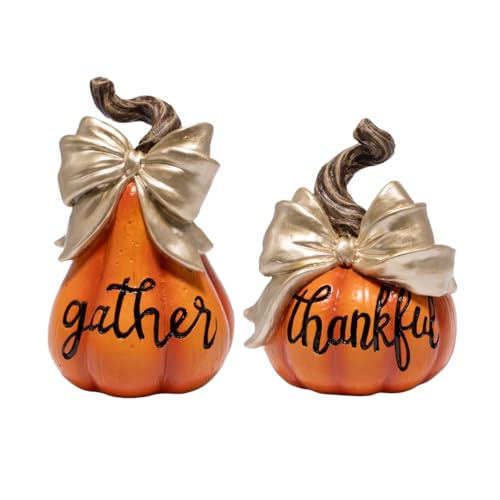 Harvest Pumpkin Duo Thanksgiving Fall Decor - Gather & Thankful Set