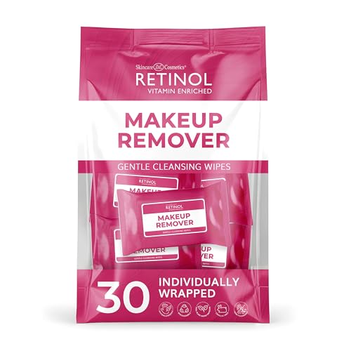 Retinol Makeup Remover Wipes - 30 Individually Wrapped Face Cleansing Cloths