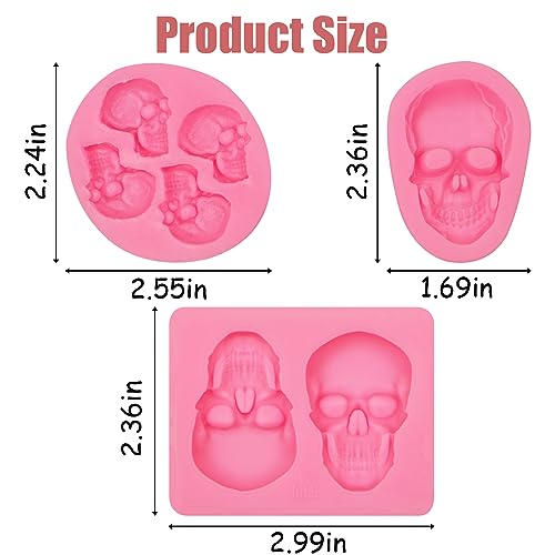 3D Skeleton Skull Silicone Mold for Halloween Cake Decoration and Crafts - 3 Pcs