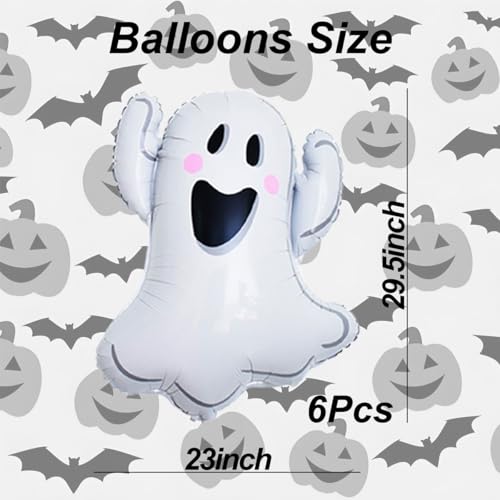 Halloween Balloons Set - 6 Large Spooky Foil Balloons for Party Decorations