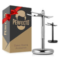 Perfecto Deluxe Chrome Razor and Brush Stand - Elegant Shaving Accessory