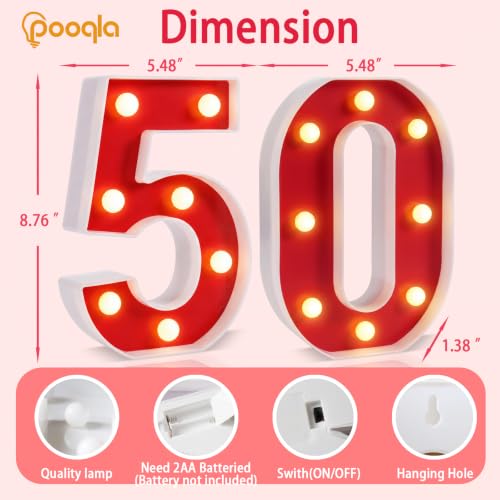 Red Light Up Numbers 50th Birthday Party Decorations for Him & Her - Variation of THIS Listing