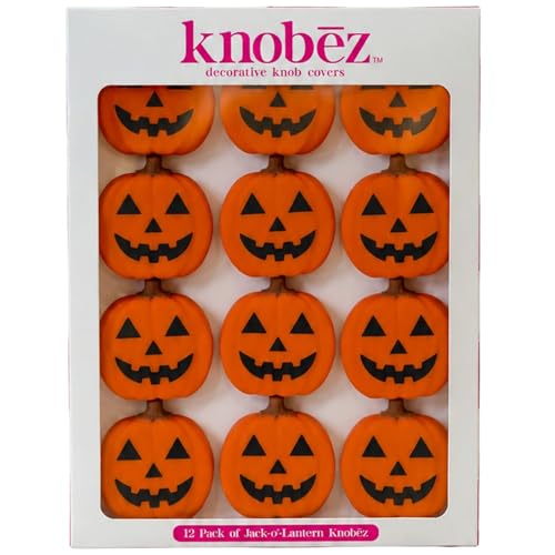 Jack O Lantern Decorative Knob Covers - Halloween Cabinet Decor (12 Pack)