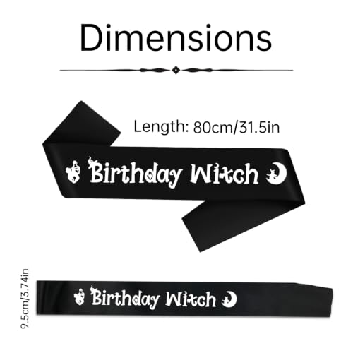 Birthday Witch Satin Sash with Glitter Lettering - Halloween Party Accessory
