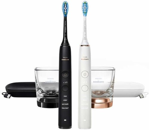 PHILIPS Sonicare DiamondClean Rechargeable Toothbrush - Battery Powered, Complete Oral Care, 2-Pack (Black)