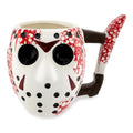 Friday the 13th Jason Mask Coffee Mug with Knife Handle - 20oz Ceramic Collectible, Multicolor