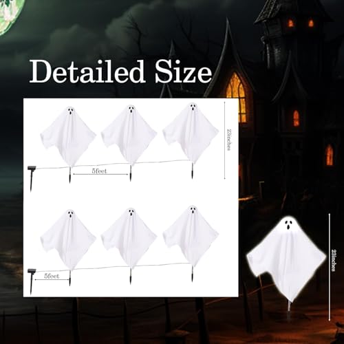 3 Pack Solar Ghost Pathway Lights Outdoor Halloween Stake Decor