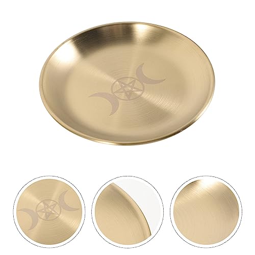 Golden Bedside Table Tray Candle Holder Altar Decor for Table - Angoily