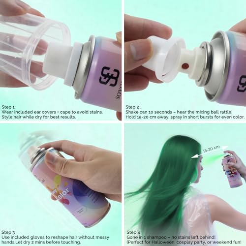 Temporary Hair Color Spray - Emerald Green 4.06oz for Kids & Adults, Easy Washout