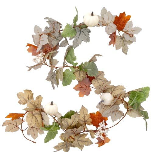Autumn Maple Leaf Pumpkin Berry Garland - Fall Decor Wreath