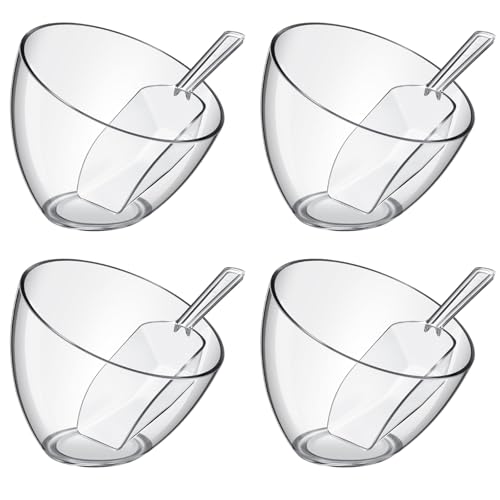 Clear Plastic Serving Bowls with Scoops Set - 35 oz, 8 Pieces for Parties & Food Display