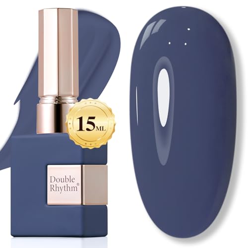 Double Rhythm 15ML Gel Nail Polish - Deep Blue Gray, Soak Off, DIY Manicure, Variation: Navy Gray