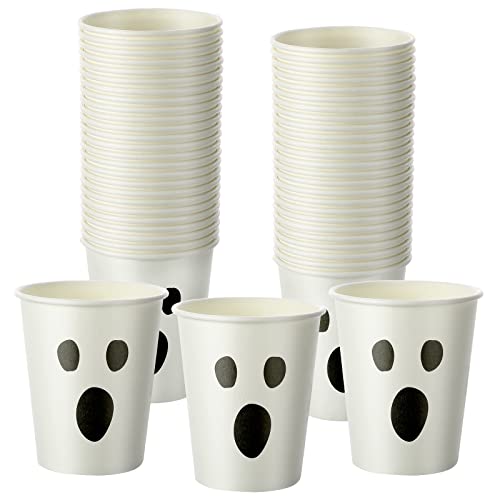 Halloween Ghost Paper Cups 50 Pack - 9 oz Disposable Party Cups
