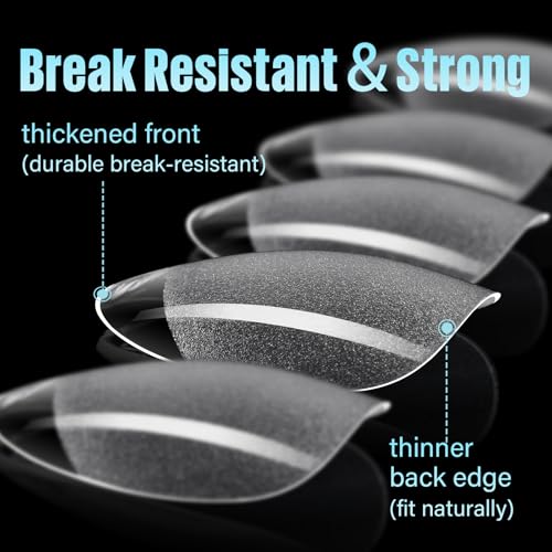 240pcs Short Almond Nail Tips - Pre-Shaped Clear Acrylic Press-On Nails