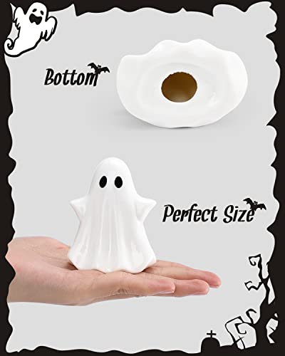 Halloween Ceramic Ghost Figurine Set - Small Spooky Ghost Decorations