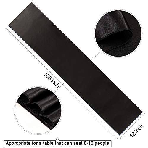 Black Satin Table Runners 20 Pack 12x108 Inch - Elegant Home & Wedding Decor