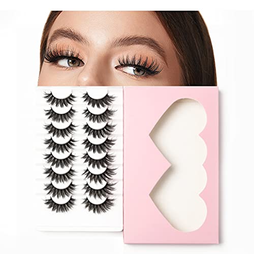 D-3D985-8 Pair Faux Mink 3D False Eyelashes - Natural Fluffy Volume Handmade