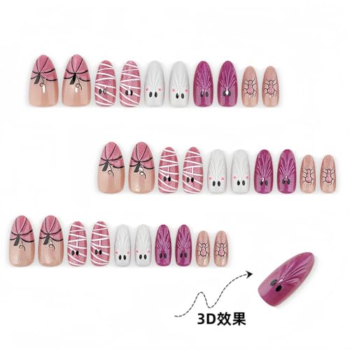 Halloween Press On Nails Short Almond Mummy Ghost Spider Kit - Variation of THIS listing