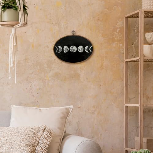 Moon Phase Oval Wall Art Decor - Celestial Canvas Artwork for Home & Bedroom
