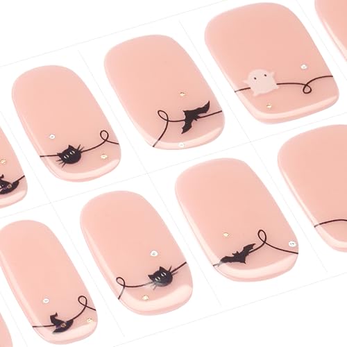 DANNI & TONI Semi Cured Gel Nail Strips - Halloween Bat Ghost Pumpkin Spook Sprinkle