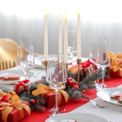 Ivory Spiral Flameless Taper Candles 50 Pack 10.8 Inch Battery Operated Flickering LED for Weddings Halloween Christmas