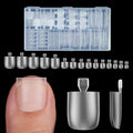 Matte Clear Full Cover Gel Toe Nail Tips - 300 Pcs, 15 Sizes, DIY Square Toenails Variation