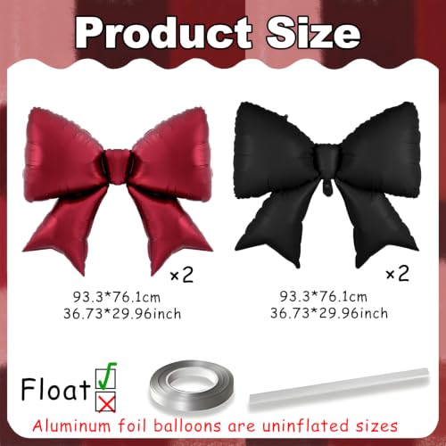 Burgundy & Black Bow Balloons - Halloween Vampire Party Decorations