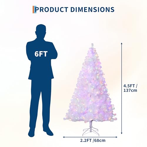 4ft White Christmas Tree with 150 LED Lights and 288 Branch Tips - Indoor Outdoor Holiday Decor - Garvee