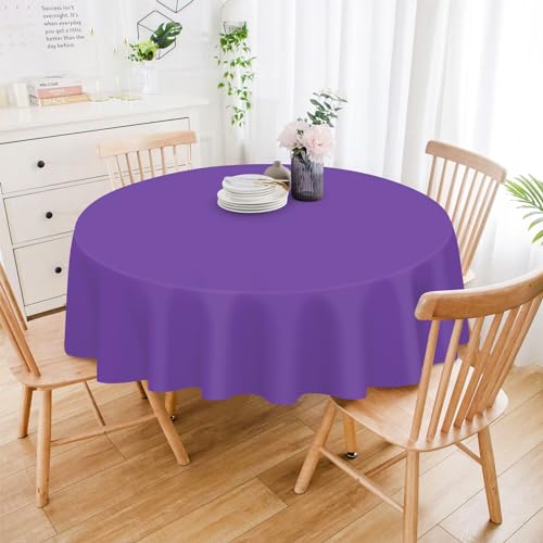 Purple Disposable Round Tablecloths 12 Pack - 84 Inch Plastic Cover for Parties