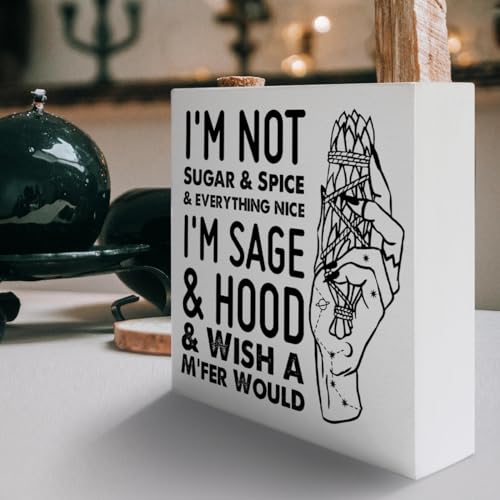 Witches Feminist Wooden Box Sign - Celestial Witchcraft Decor for Home & Bedroom - Variation C