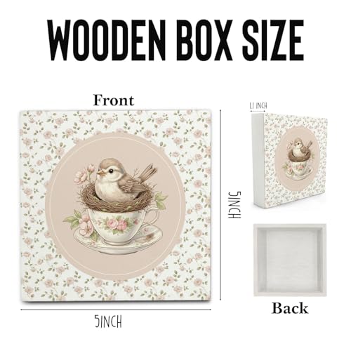 Wooden Bird Nest Sign - Rustic Flower Bird Decor for Home & Nursery
