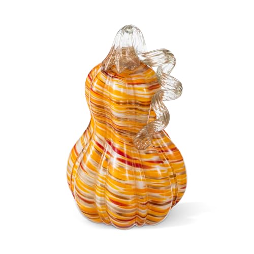8.5-Inch Fall Glass Pumpkin Decor with Variation of 5 Inch - Handcrafted Autumn Gourd for Centerpieces & Holiday Decor