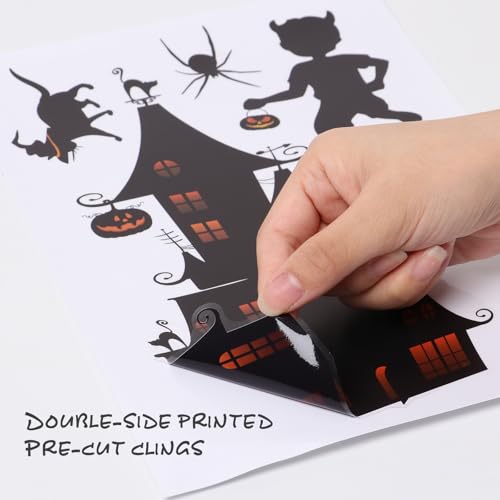 Halloween Window Clings - 9 Sheets Spooky & Cute Decor for Glass Surfaces