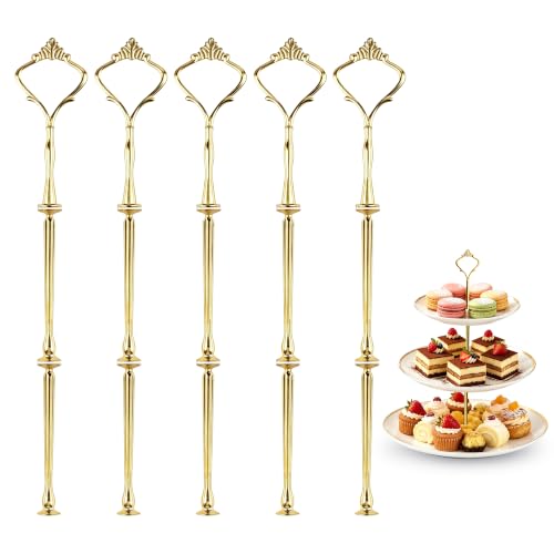 Happy Will Gold 3-Tier Cake Stand Hardware Kit with Crown Handle - Fruit & Dessert Plate Fittings