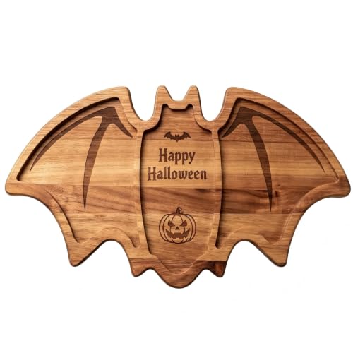 Halloween Bat Wooden Charcuterie Board - Themed Serving Tray for Parties