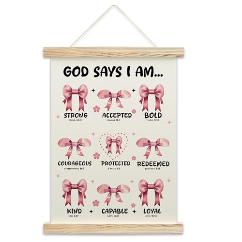 Pink Religious Wall Art Poster Frame - Christian Home Decor, 12x16 Inch
