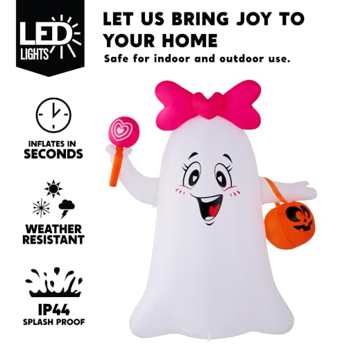 5FT Halloween Inflatable Ghost Decoration with LED Lights Outdoor Yard Decor