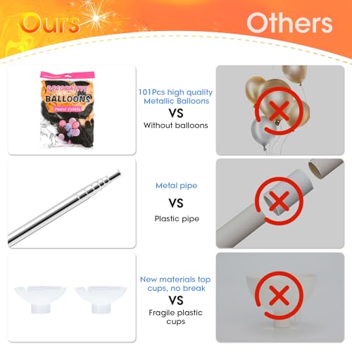Halloween Balloon Column Stand Set with 102 Balloons - Orange Black White Variation