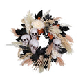 24-Inch Halloween Wreath with Skulls, Leaves & Peonies for Front Door Decor