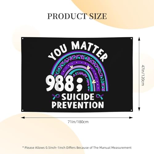 Purple Suicide Prevention Awareness Banner Flag 47x71in Holiday Decor
