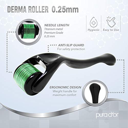 Vitamin C Serum with Derma Roller Set for Face & Eyes - Brightening & Hyperpigmentation Treatment
