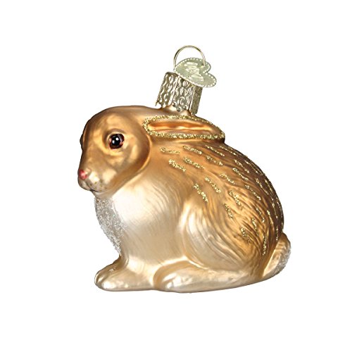 Glass Cottontail Bunny Ornament for Christmas Tree Handcrafted Holiday Decoration