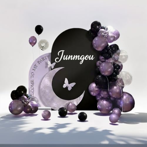 Black and Metallic Purple Balloon Garland Kit - Galactic Themed Party Decorations