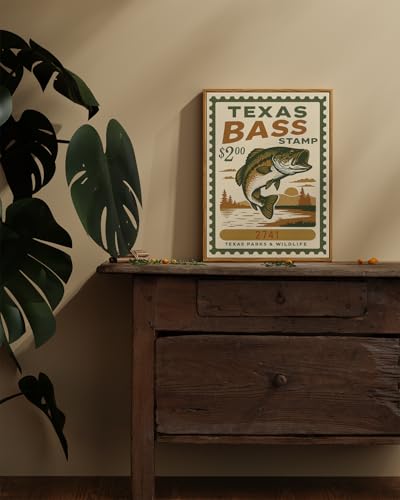 Largemouth Bass Wall Art - Vintage Framed Canvas Poster for Man Cave & Lake House