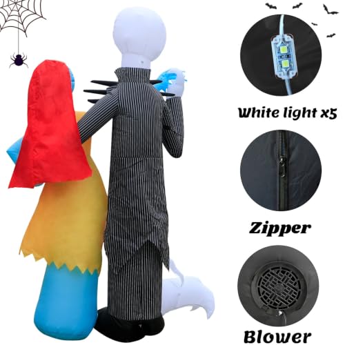 Inflatable Halloween Skeleton Couple & Dog Yard Decor with LED Lights - 6Ft