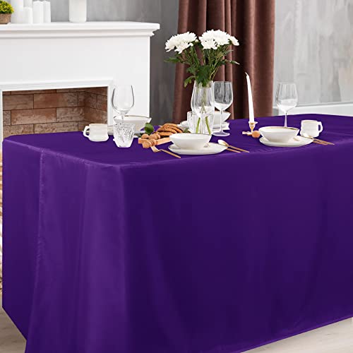 Obstal 2 Pack Purple Fitted Tablecloths for 4ft Rectangle Tables - Waterproof & Stain Resistant