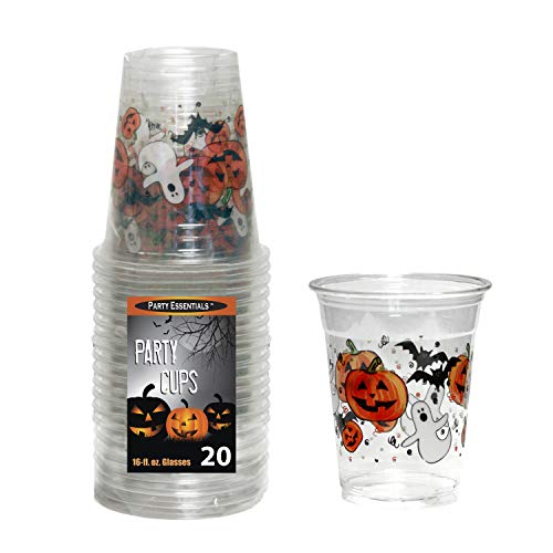 Party Essentials 16 Ounce Halloween Printed Plastic Party Cups - 20 Count