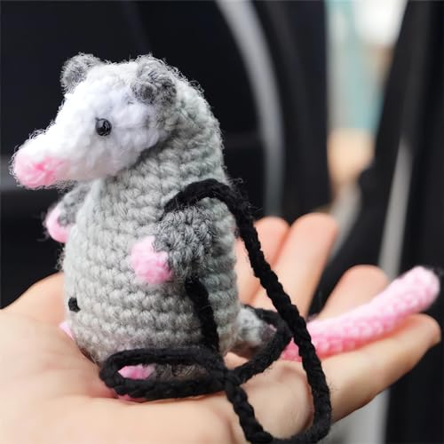 3PCS Opossum Car Charm Set - Swinging Rearview Mirror Decorations, Cute Aesthetic Car Accessories