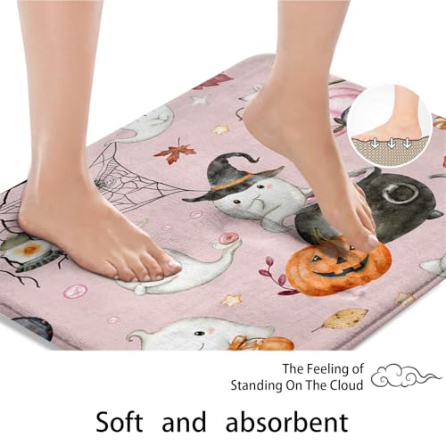 Halloween Ghost Bathroom Rug Set of 2 - Pink Halloween 16x24 & 20x32 Inch
