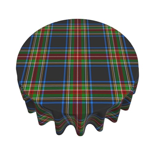 Round Tablecloth 60 Inch - Stewart Black Clan Hunting Tartan Plaid - Farmhouse Decor